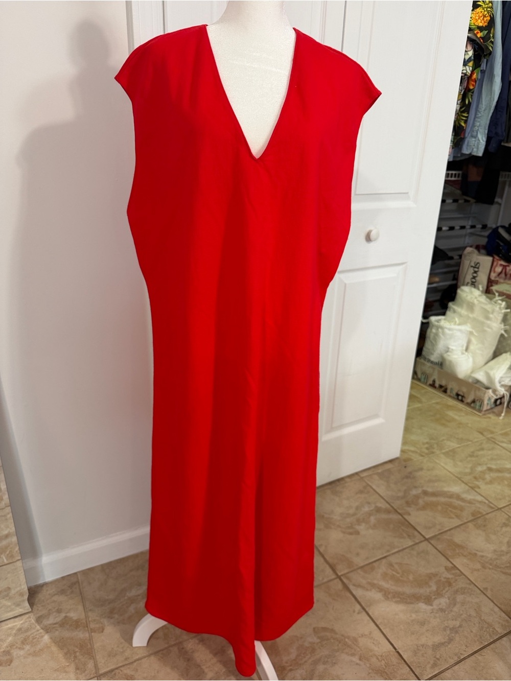 Zara V-Neck Red Sleeveless Maxi caftan Dress